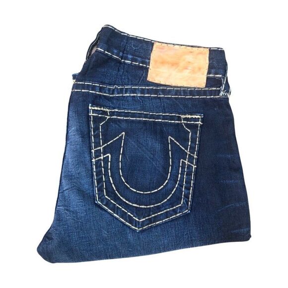 TRUE Religion Jeans Size 38 Faded Tab Blue - Picture 1 of 10
